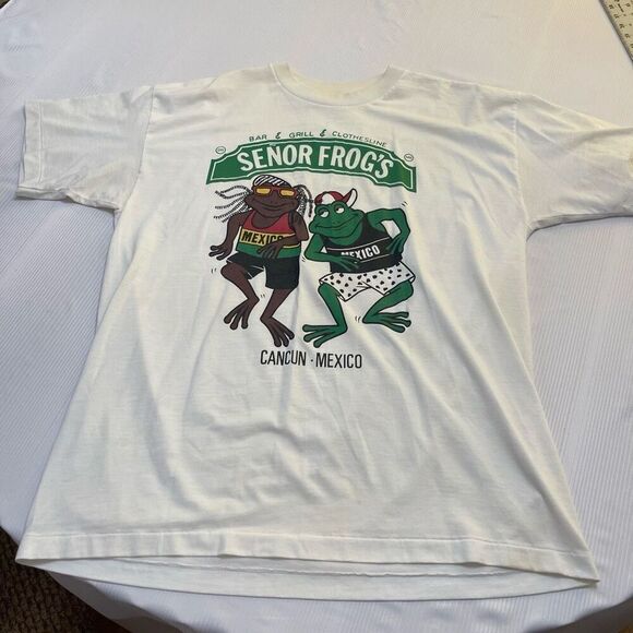 Carlos ‘n Charlie’s Clothesline Senor Frogs VTG Y2K Single Stitch T-Shirt Large - Picture 1 of 8